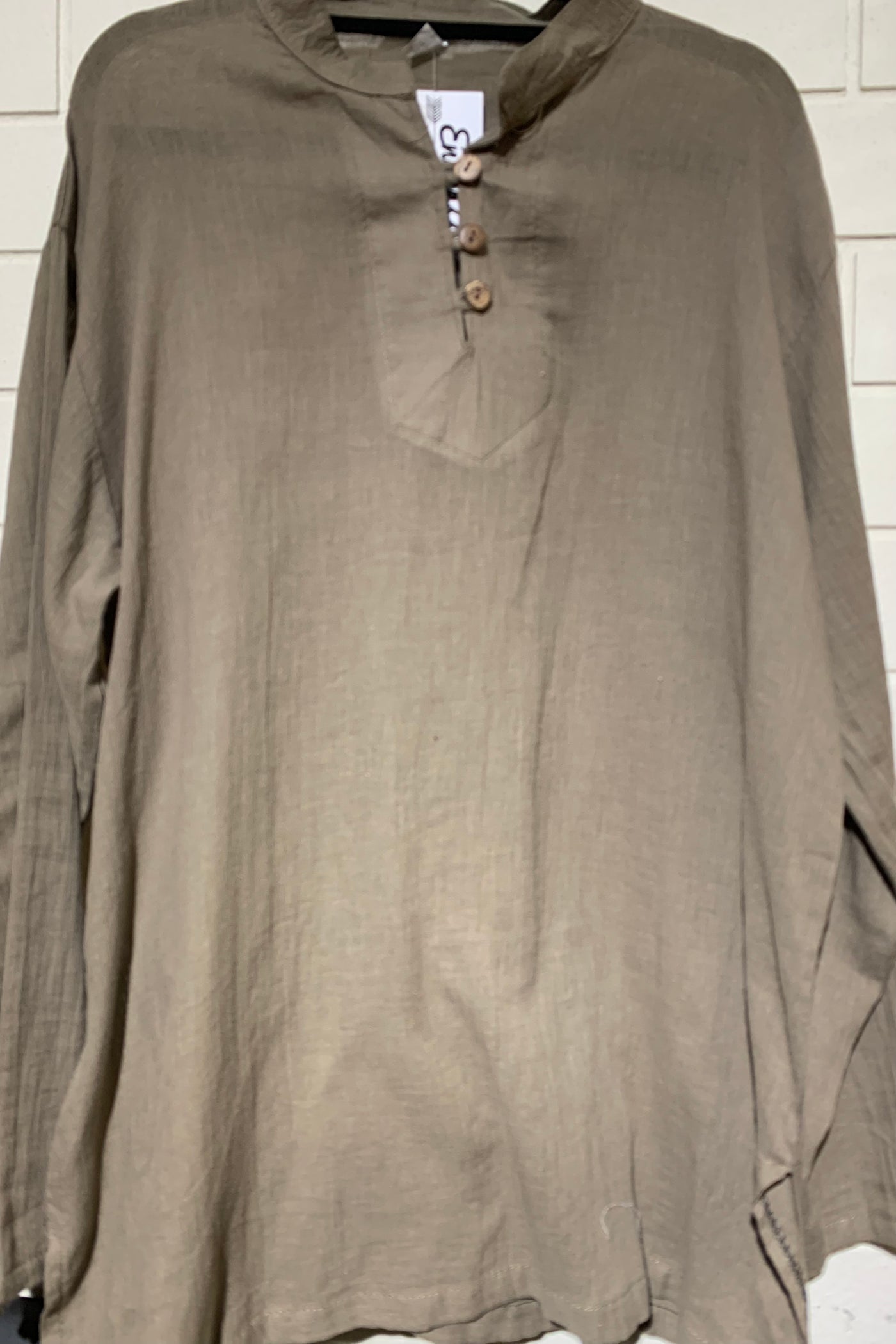 100%  Cotton Shirts - Chinese Collar - Long Sleeve